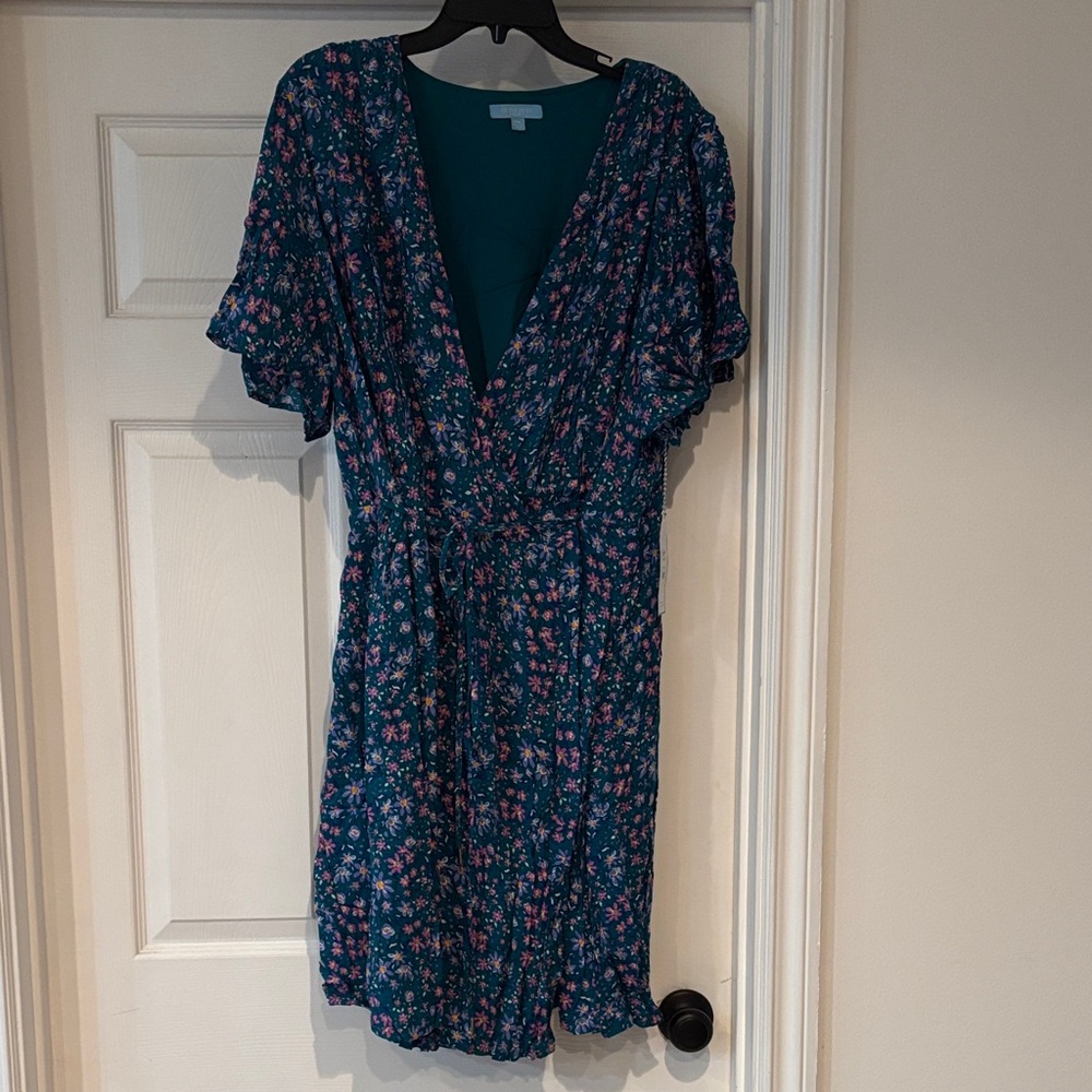 Draper James Teal and Pink Floral Mini Dress